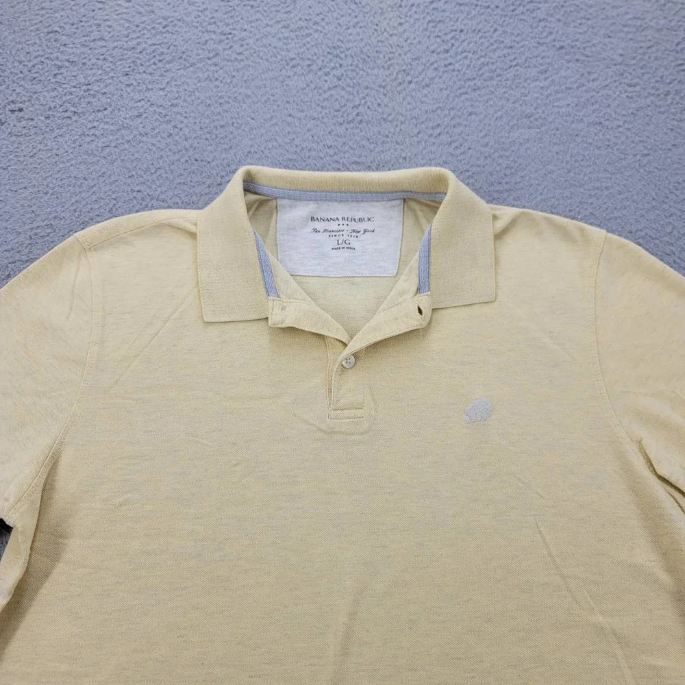 Banana Republic Shirt Mens Large Yellow Polo Golf Short‎ Sleeve Classiccore Logo